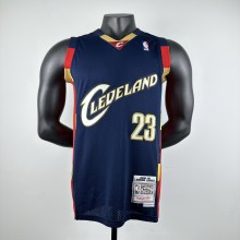 Embroidered MN retro jersey Cavaliers 08/09 season navy blue No. 23 James