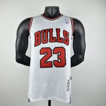 Embroidered MN Retro Jersey Bulls 97/98 Season White No. 23 Jordan