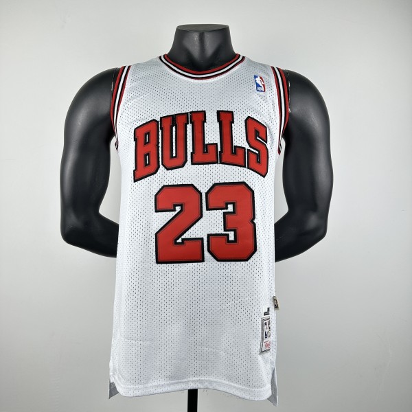 Embroidered MN Retro Jersey Bulls 97/98 Season White No. 23 Jordan