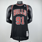 Embroidered MN Retro Jersey Bulls 97/98 Season Black No. 91 Rodman