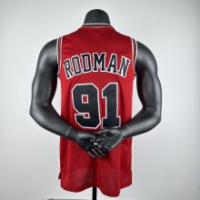 Embroidered MN Retro Jersey Bulls 97/98 Season Red No. 91 Rodman