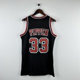 Embroidered MN Retro Jersey Bulls 97/98 Season Black No. 33 Pippen