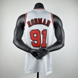  Embroidered MN Retro Jersey Bulls 97/98 Season White No. 91 Rodman