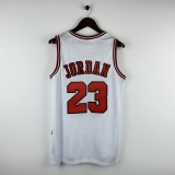 Embroidered MN Retro Jersey Bulls 97/98 Season White No. 23 Jordan