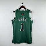 Embroidered MN Retro Jersey Bulls 08/09 Season Green No.1 Rose
