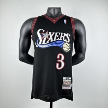 Embroidered MN retro jersey 76ers 97/98 season shooting star black No. 3 Iverson