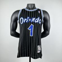 Embroidered MN Retro Jersey Magic Team 03/04 Season Striped Black No.1 McGrady