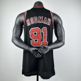 Embroidered MN Retro Jersey Bulls 97/98 Season Black No. 91 Rodman