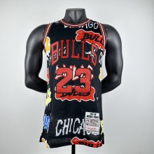 Embroidered MN retro jersey Bulls 97/98 season graffiti style No. 23 Jordan