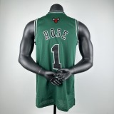 Embroidered MN Retro Jersey Bulls 08/09 Season Green No.1 Rose