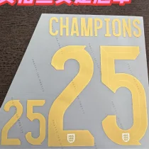 CHAMPIONS #25 Gold Font England Women 英格兰女足冠军字体 (You can buy it Or tell me to print it on the Jersey 