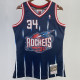 1996/97 Rockets  OLAJUWON #34 Blue  Retro NBA Jerseys 热压