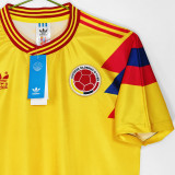 1990 Colombia Home Yellow Retro Soccer Jersey