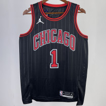 2023/24 Bulls ROSE #1 Black NBA Jerseys 热压