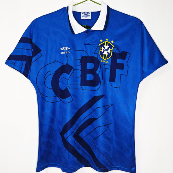 1991/93 Brazil Away Blue Retro Soccer Jersey