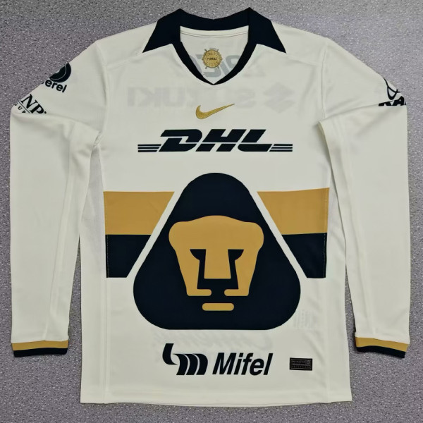 2025/26 Pumas UNAM Home White Long Sleeve Soccer Jersey