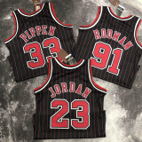 1997/98 Bulls RODMAN #91 Black Retro NBA Jerseys 热压