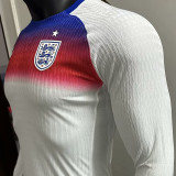 2025/26 England Home White Player Version Long Sleeve Soccer Jersey