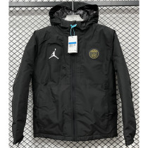 2025 PSG Jordan Cotton Thickened warm Black Outdoor Jacket #P2加棉冲锋衣