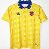 1994 Colombia Home Yellow Retro Soccer Jersey