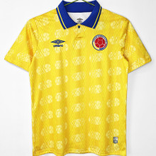 1994 Colombia Home Yellow Retro Soccer Jersey