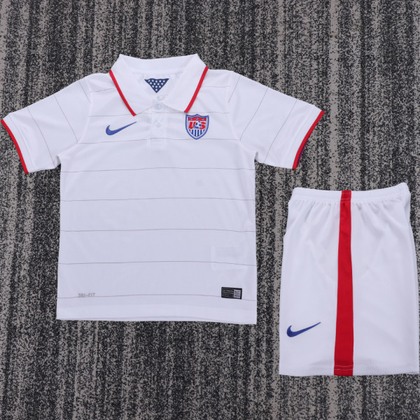 2014 U.S Home White Retro Kids Soccer Jersey