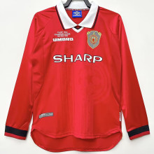 1999-2000 Man Utd Final Long Sleeve Retro Soccer Jersey (长袖)(带决赛字)