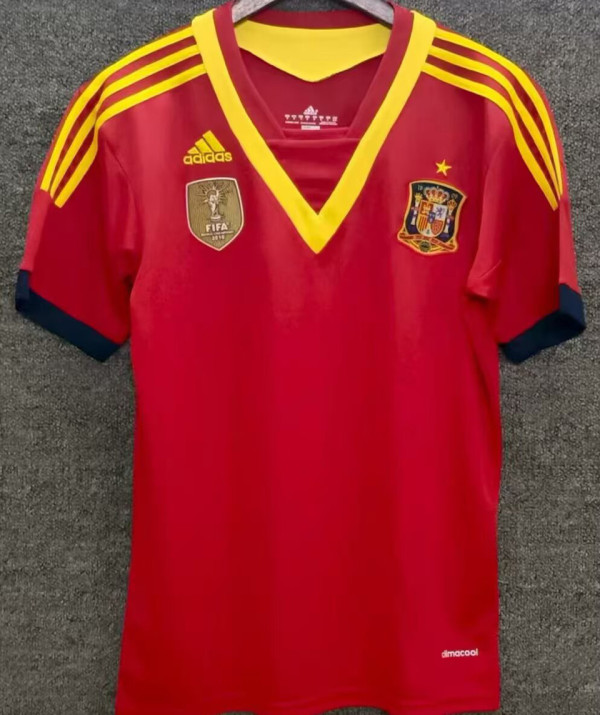 2013 Spain Home Red Retro Soccer Jersey
