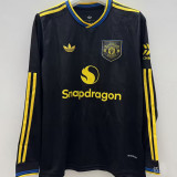 2025/26 M Utd Third Black Fans Long Sleeve Soccer Jersey