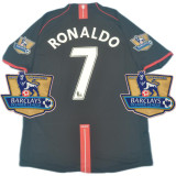 2007-08 M Utd Away Black Retro Soccer Jersey