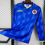 1994 Colombia Away Blue Retro Long Sleeve Soccer Jersey