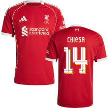CHIESA #14 LFC 1:1 Home Red Fans Jersey 2025/26 (UCL Font 欧冠字体 ) ★★