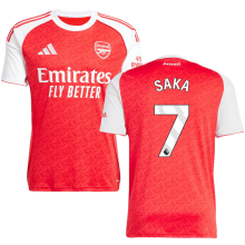 SAKA #7 ARS 1:1 Quality Home Red Fans Soccer Jersey 2025/26 (League (UCL Font 欧冠字体 ) ★★