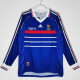 1998 France Home Long Sleeve Retro Soccer Jersey