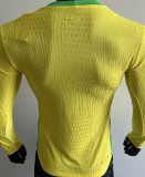 2025/26 Brazil Home Yellow Player Version Long Sleeve Soccer Jersey