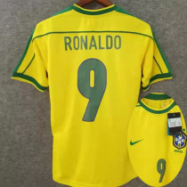 Ronaldo # 9 Brazil Home Retro Fans Soccer Jersey 1998 ★★