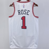 2023/24 Bulls ROSE #1 White NBA Jerseys 热压