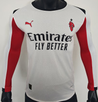 2025/26 AC Milan Away White  Player Version Long Sleeve Soccer Jersey