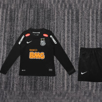 2012/13 Santos Black Retro Kids Long Sleeve Soccer Jersey