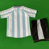 1998 Argentina Home Retro Kids Soccer Jersey
