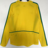 2002 Brazil Home Yellow Retro Long Sleeve Soccer Jersey