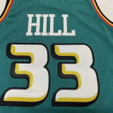 1998/99 Pistons HILL #33 Green Mitchell Ness Retro Jerseys 刺绣