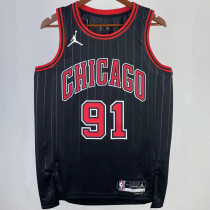 2023/24 Bulls RODMAN #91 Black NBA Jerseys 热压