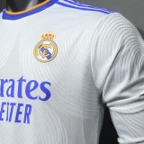 2021/22 RM Home White Player Version Long Sleeve Soccer Jersey