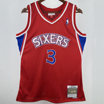 1996/97 76ers IVERSON #3 Red Retro NBA Jerseys 热压
