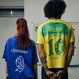 dinho #10 Brazil Yellow Special Edition Retro Style Fans Jersey