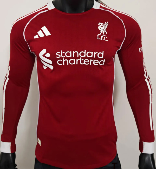 2025/26 LFC Home Red Player Version Long Sleeve Jersey