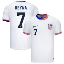 REYNA #7 U.S Home White Fans Soccer Jersey 2024/25 ★★