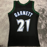 1997/98 Timberwolves GARNETT #21 Black Retro  NBA Jerseys 热压