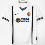 2000/01 Valencia Home White Retro Soccer Jersey